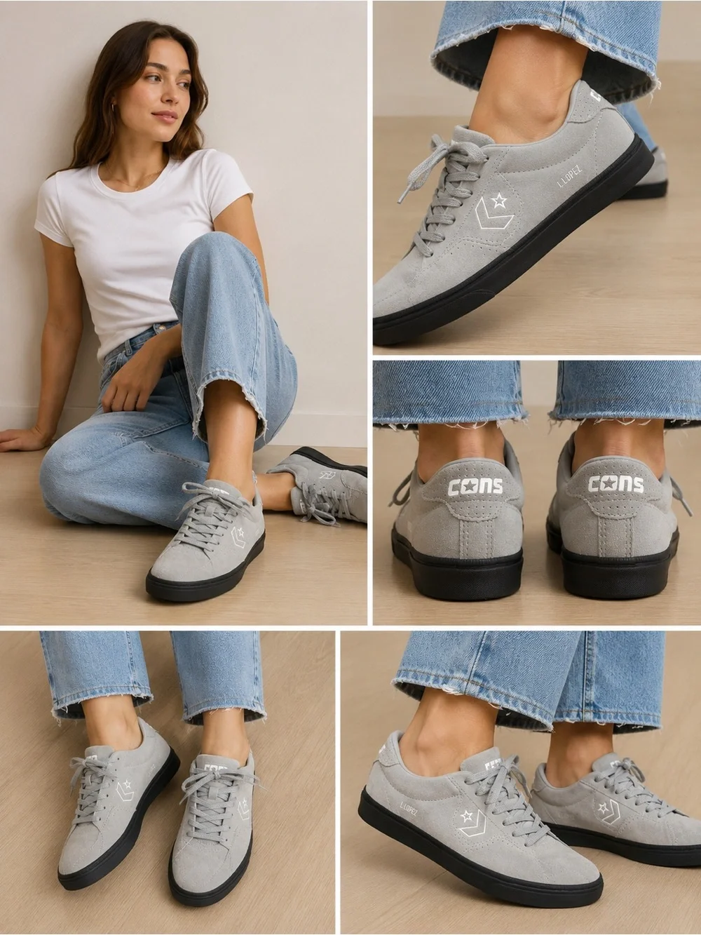 Converse CONS Lopez Suede Sneakers in Gray with Black Sole - Picture 14 of 14
